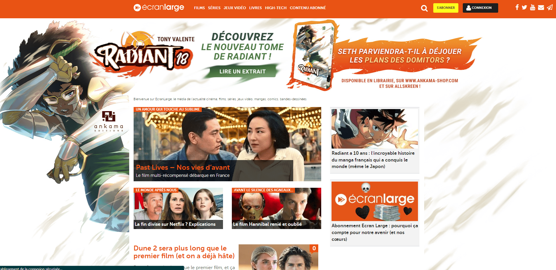 Écran large | Films, séries, jeux vidéo, mangas, comics, bandes dessinées